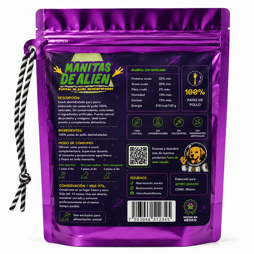 Manitas de Alien ® | Patas de Pollo Deshidratadas Naturales para Perros | Snack Premium Alto en Proteína
