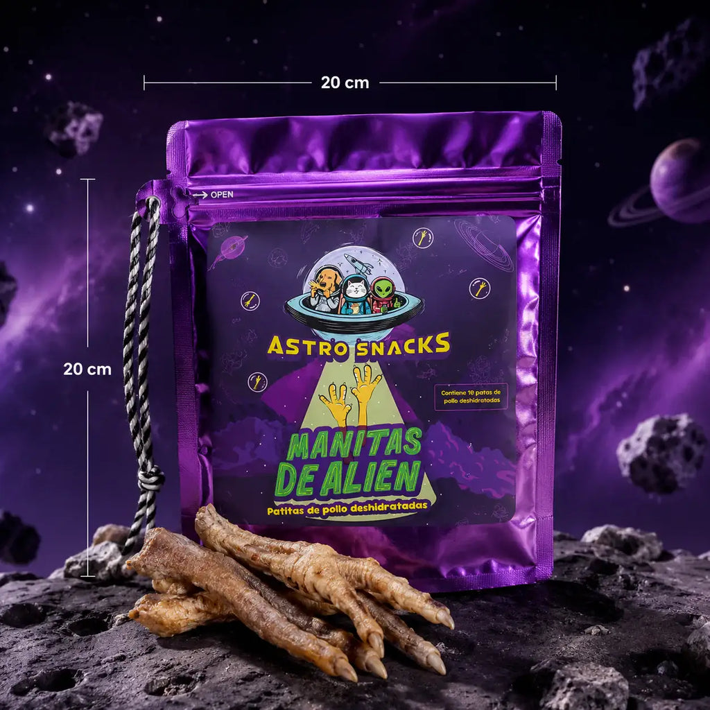 Manitas de Alien ® | Patas de Pollo Deshidratadas Naturales para Perros | Snack Premium Alto en Proteína