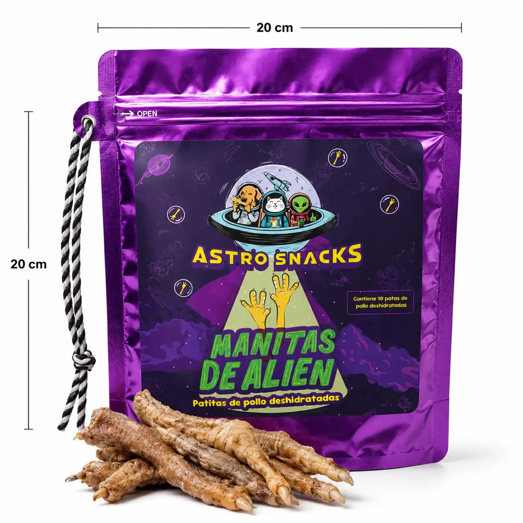 Manitas de Alien ® | Patas de Pollo Deshidratadas Naturales para Perros | Snack Premium Alto en Proteína